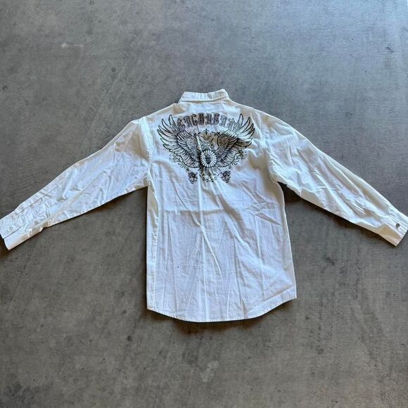 Other - vintage white y2k button up with eagle size XL